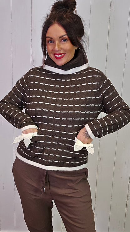 Amalie stripet høyhalset genser