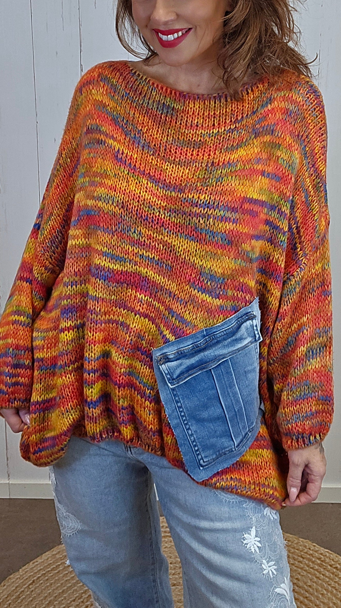 Bella Strikket Genser multicolour