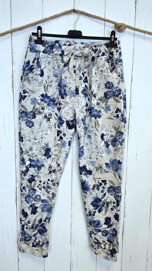 Sylvia mønstret bukse blå