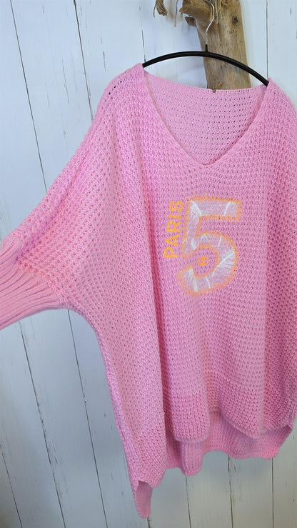 Line strikkegenser rosa