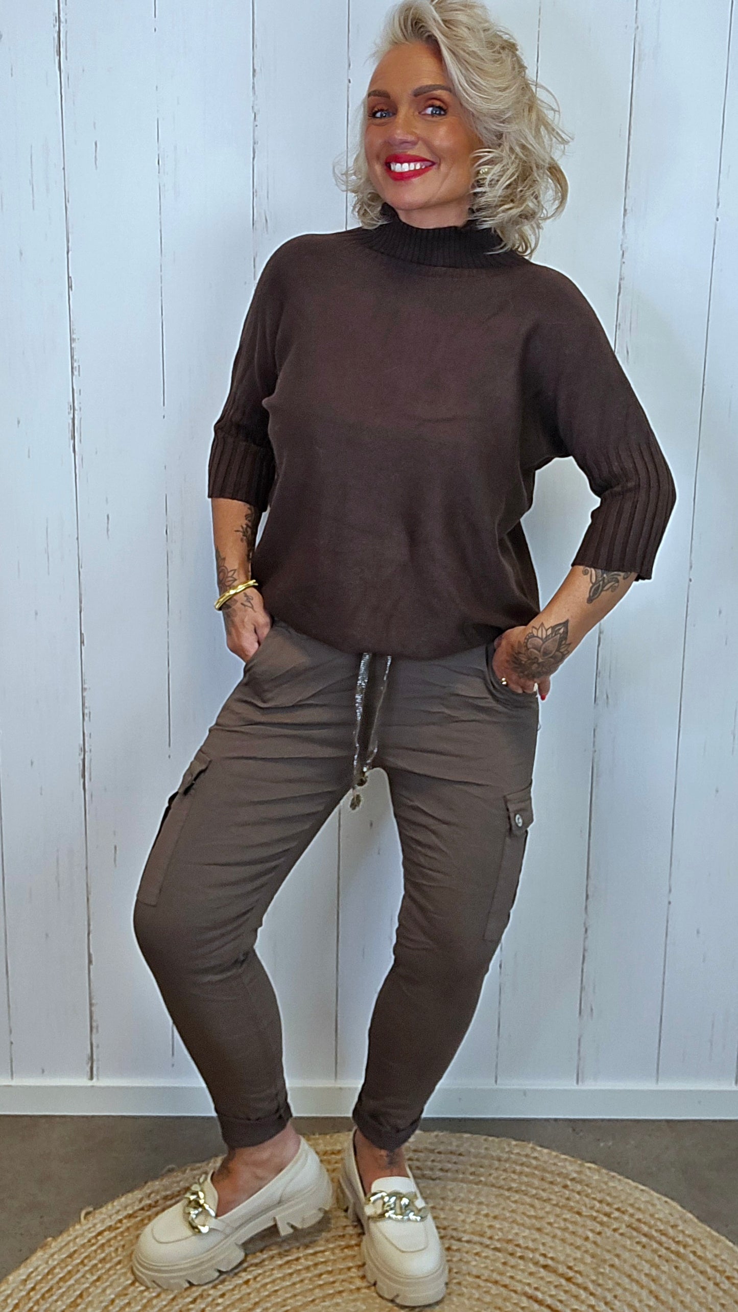 Mia cargo bukse brun