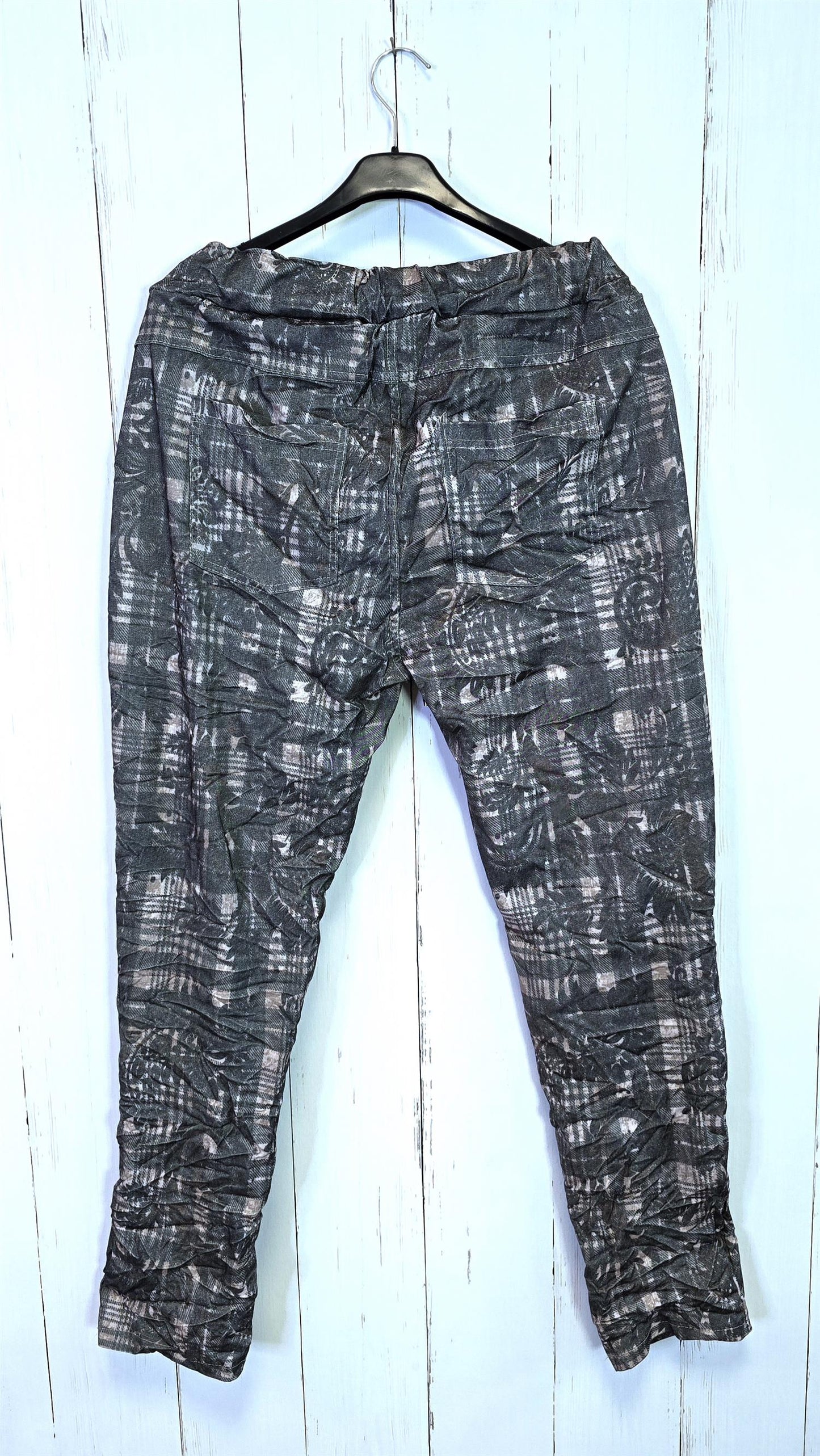 Ina mønsterbukse brungrå