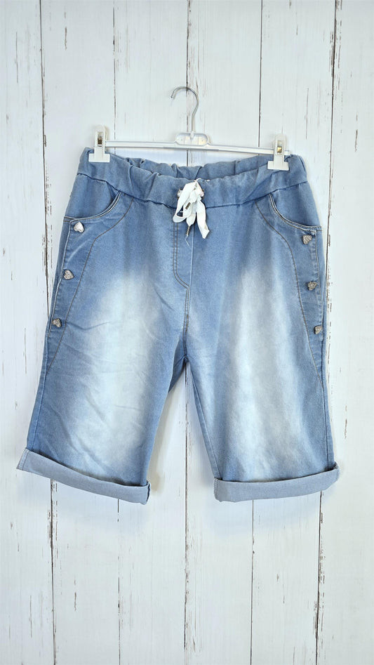 Kitty denim jogger shorts