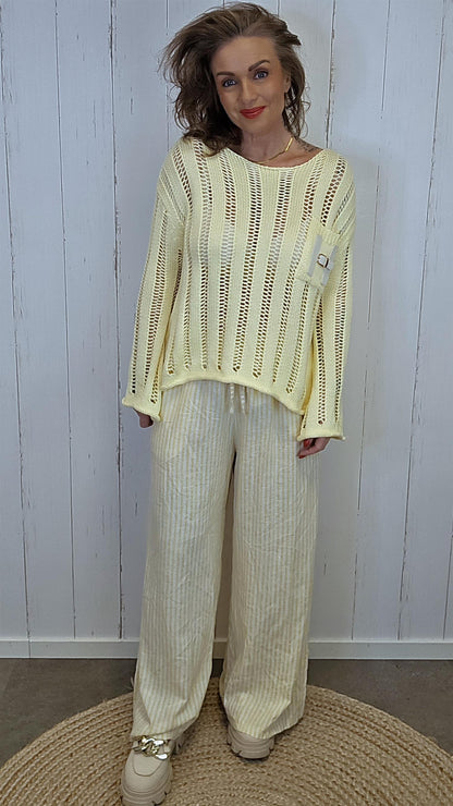 Lydia linbukse gul stripet