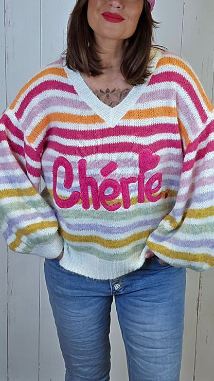 Chérie Stripet Strikkegenser