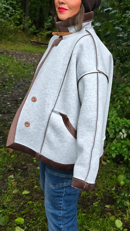 Betty grå jakke med brun