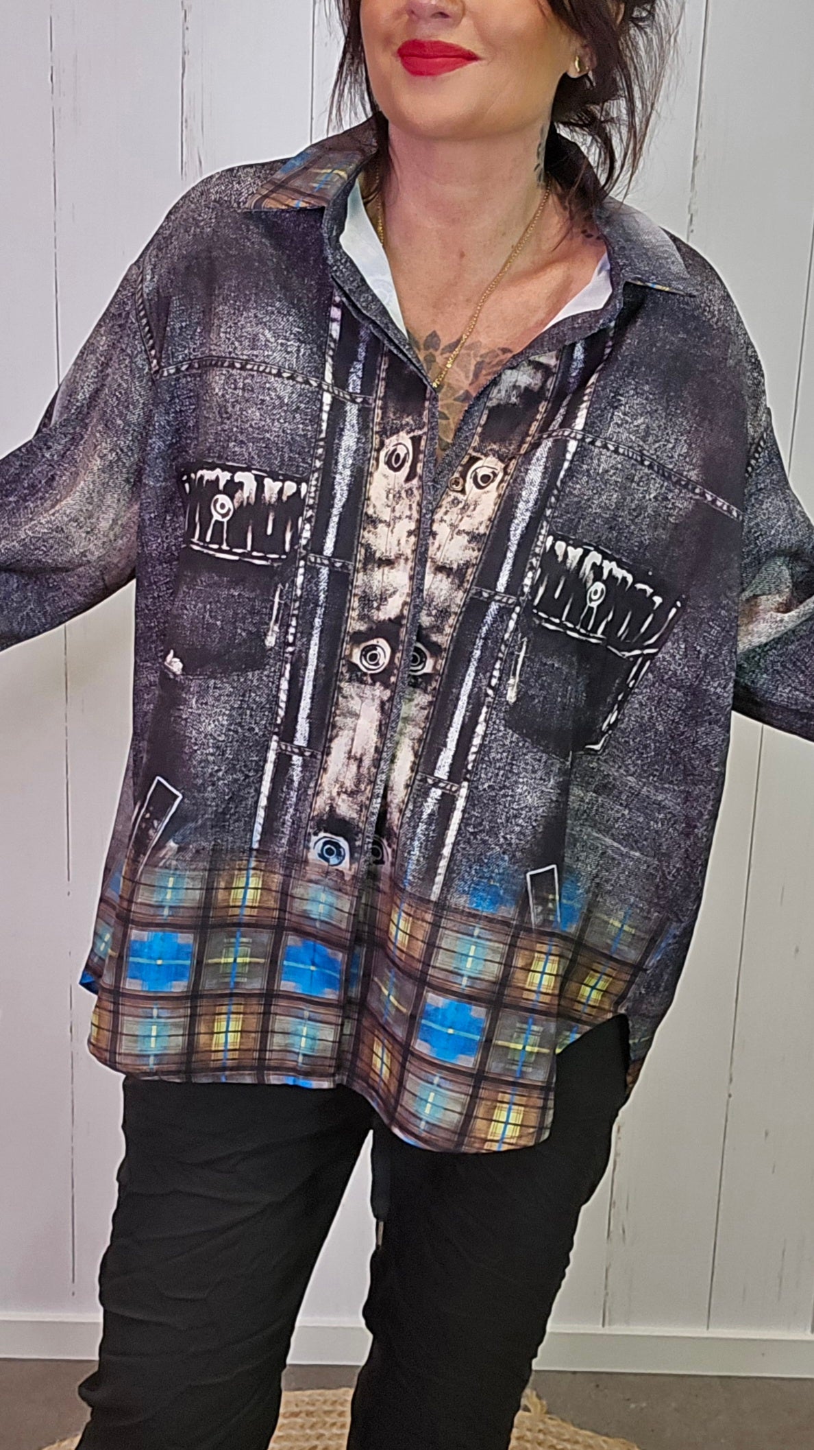 Sarah denimlook skjorte