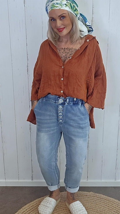 Ylva jeans med strikk