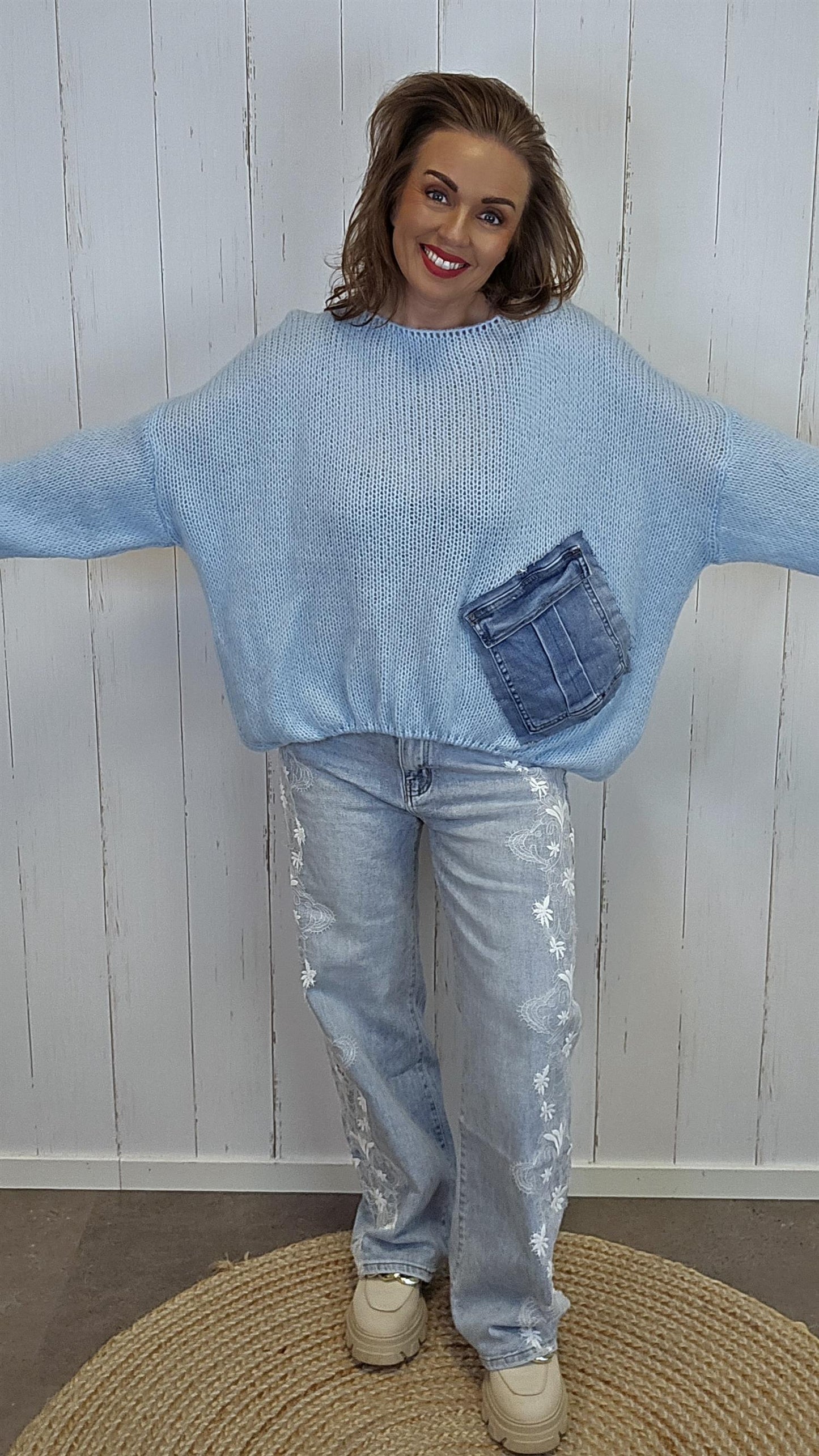 Bella Strikket Genser blå