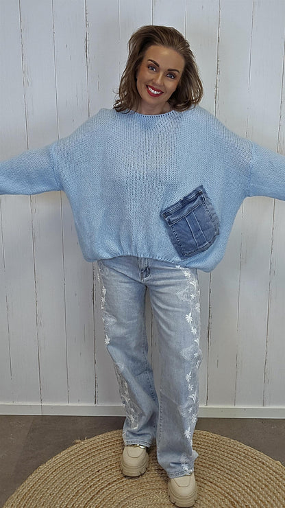 Bella Strikket Genser blå