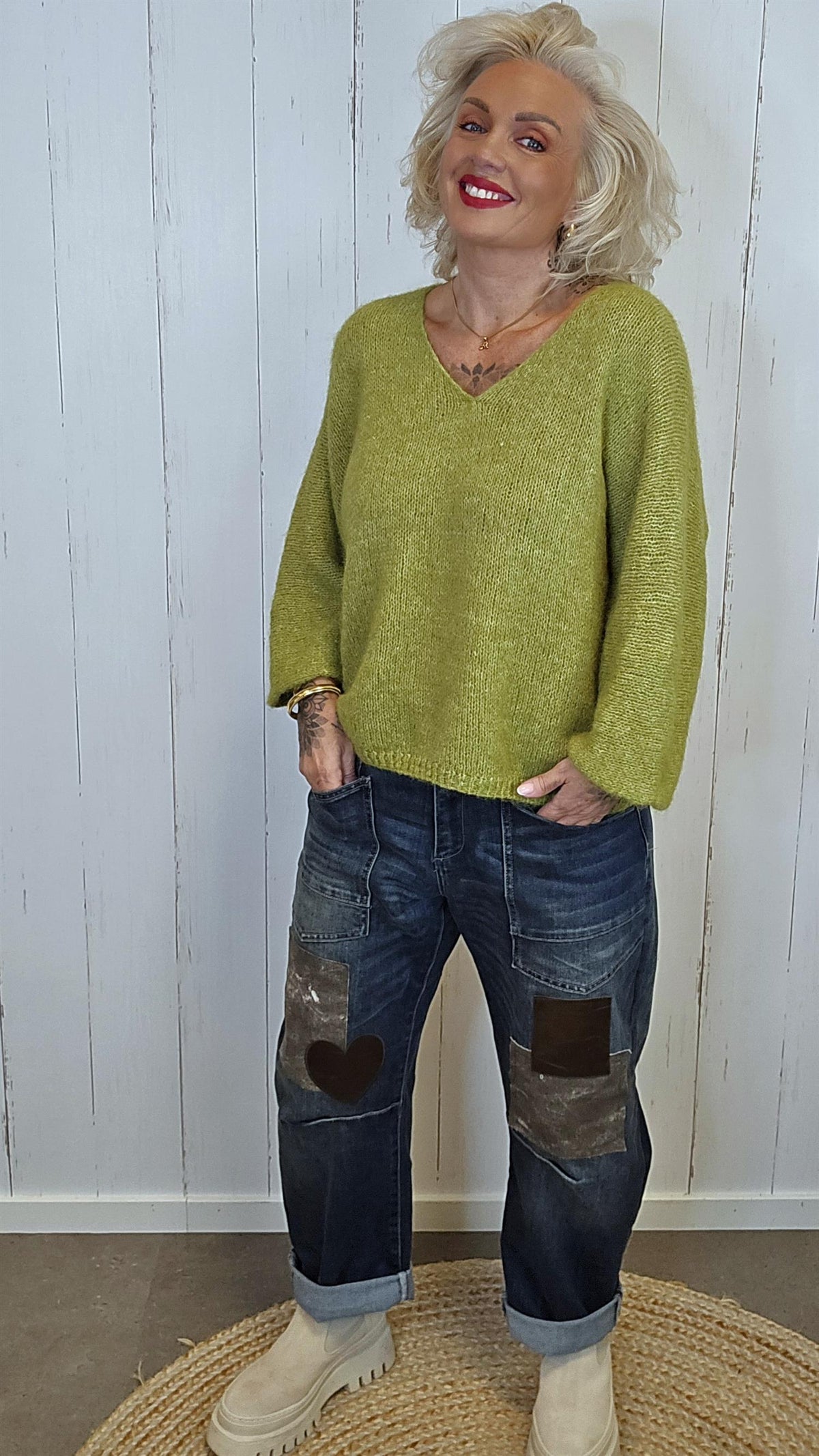 Anna genser lys grønn