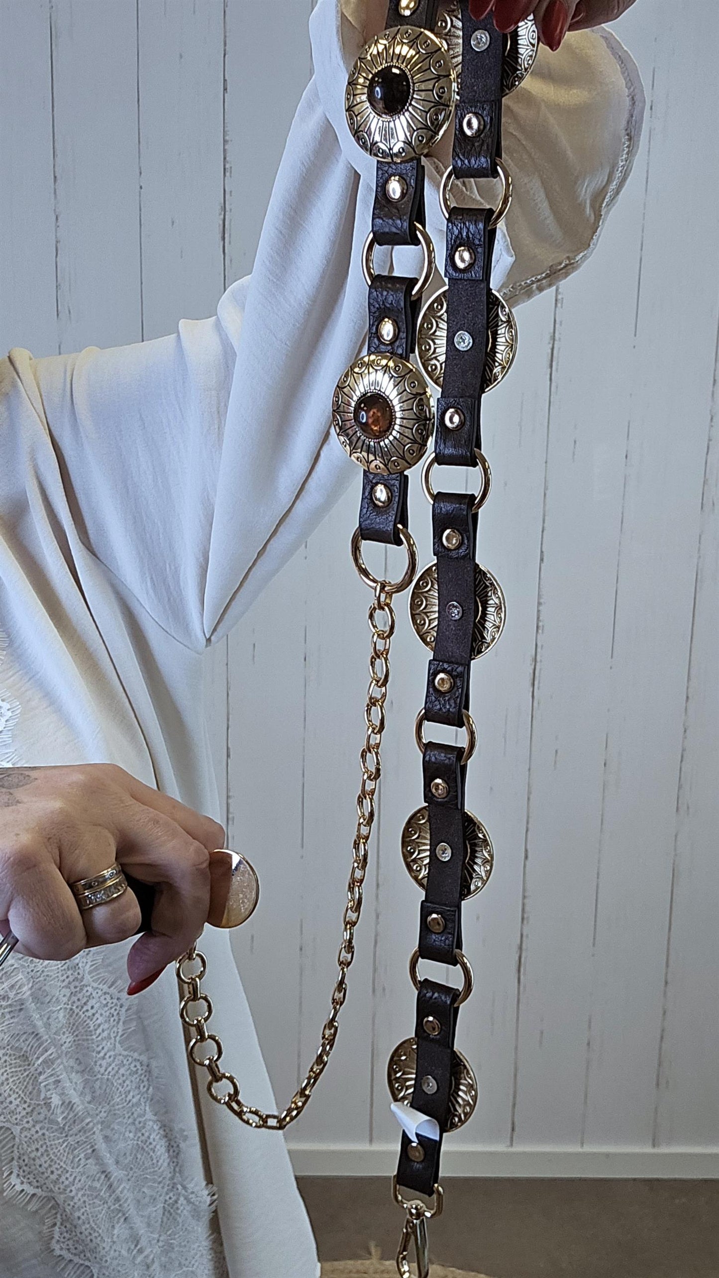 Ember kjede belte brun gull