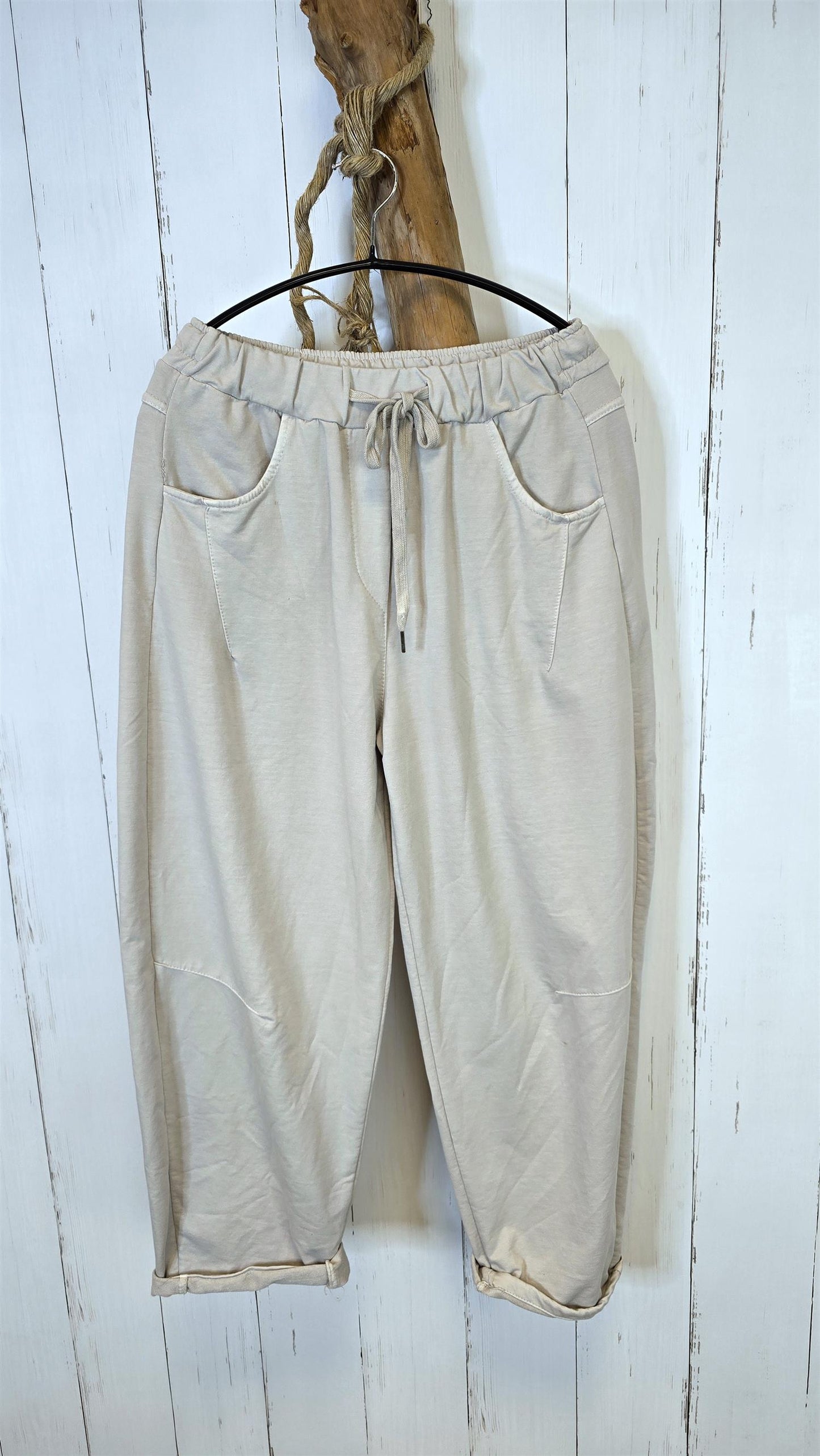 Joggebukse med strikk beige