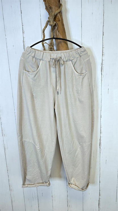 Joggebukse med strikk beige