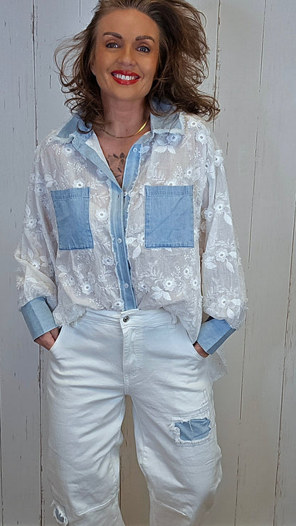 Una baggy jeans hvit