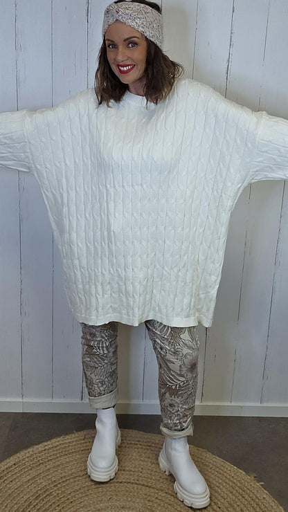 Emilie strikkegenser creme