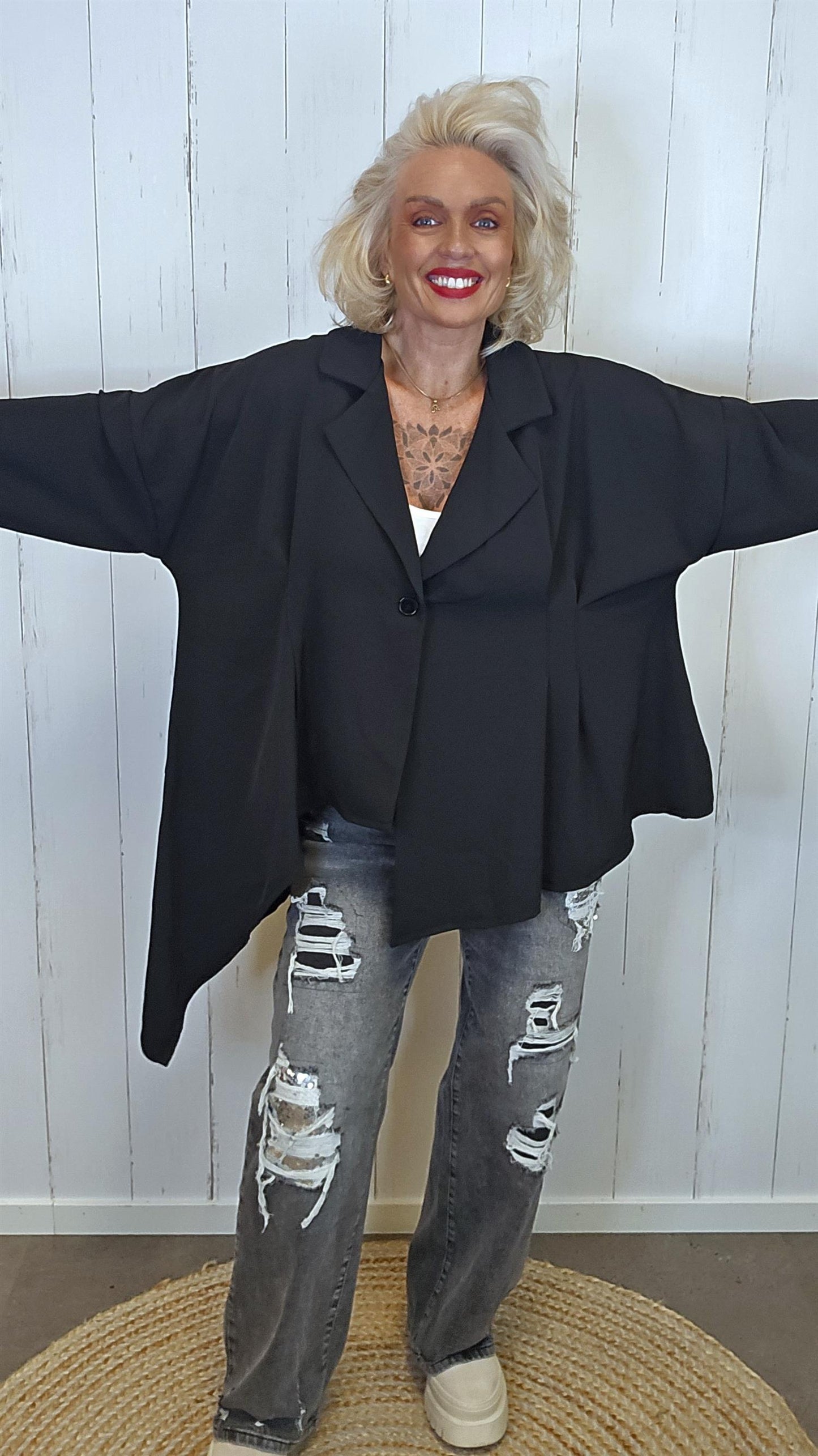 Quinn asymmetrisk blazer Svart