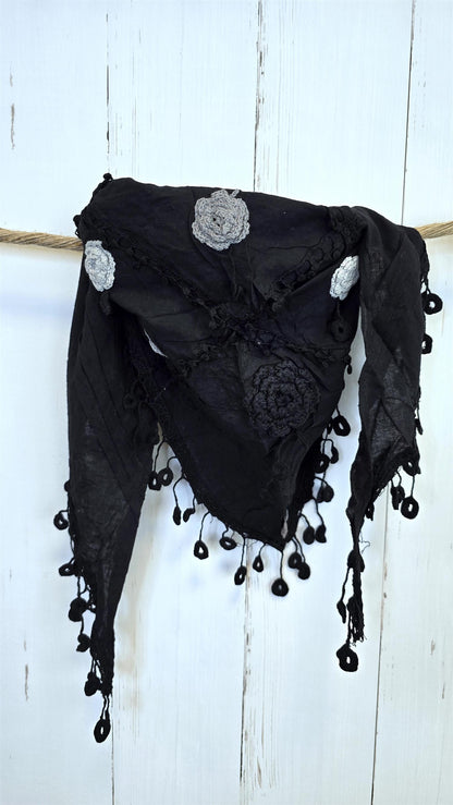 Chloe bomull skjerf svart