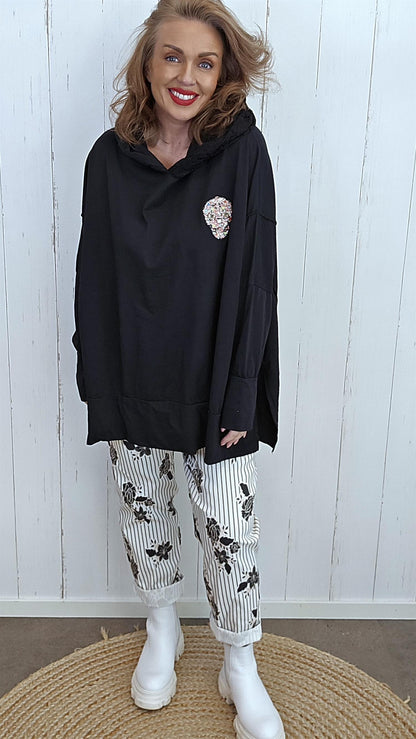 Nora skull hettegenser svart