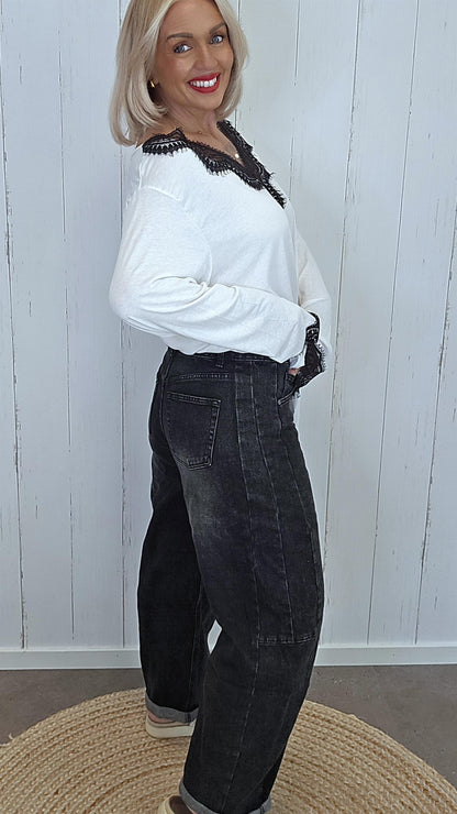 Nicky Barrel jeans svart