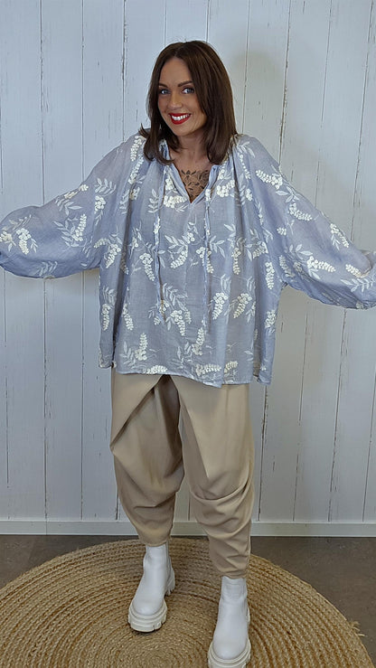 Rakel bluse med broderi