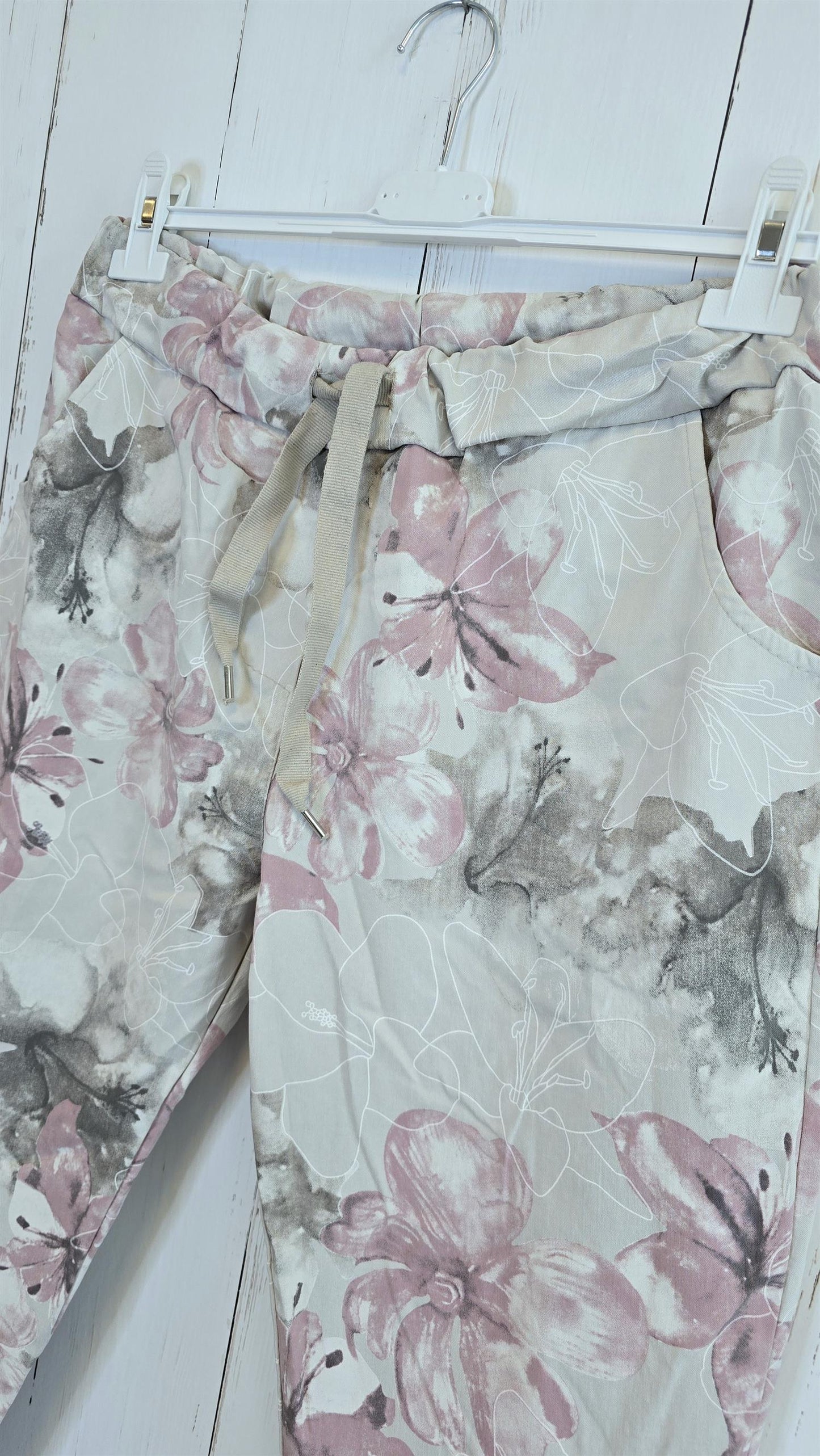 Camile blomsterbukse beige