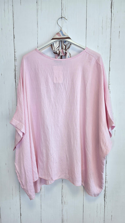 Poncho topp med skjerf rosa