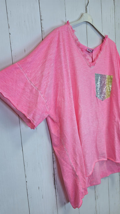 Carla shimmer topp rosa