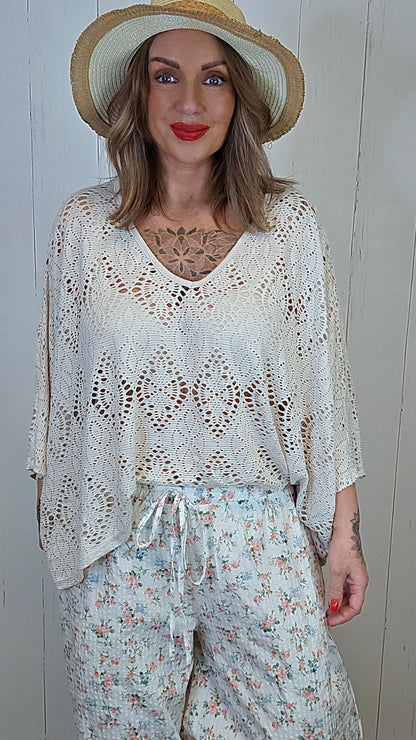 Eline poncho topp blonde Beige