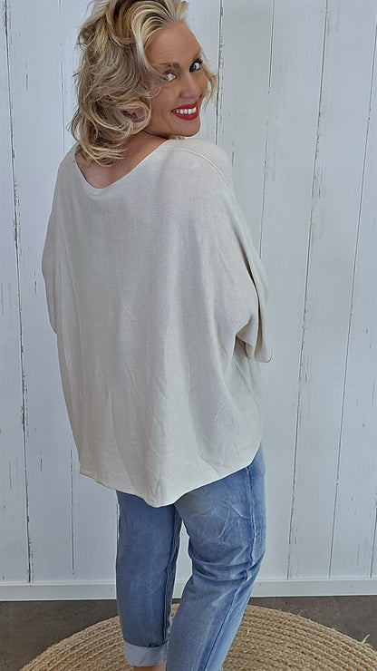 Leah genser topp beige