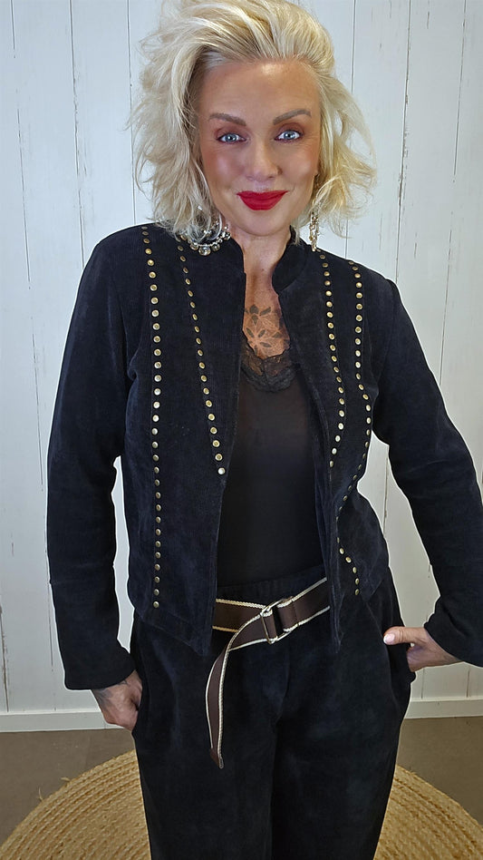 Kaia myk blazer med gullnagler svart