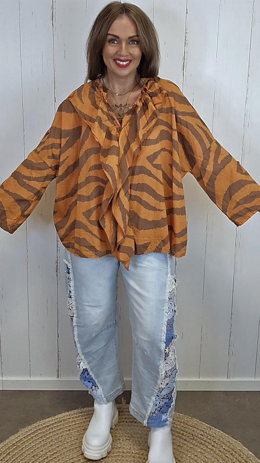 Ulla mønstret bomulls skjorte