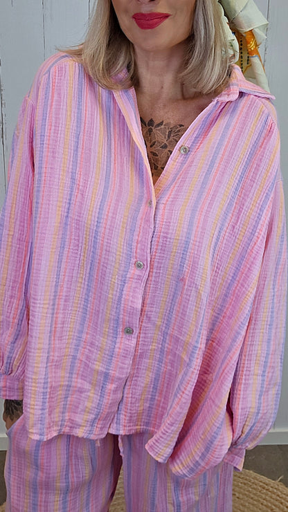 Annie skjorte med striper rosa
