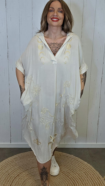 Selina kortermet kjole Beige