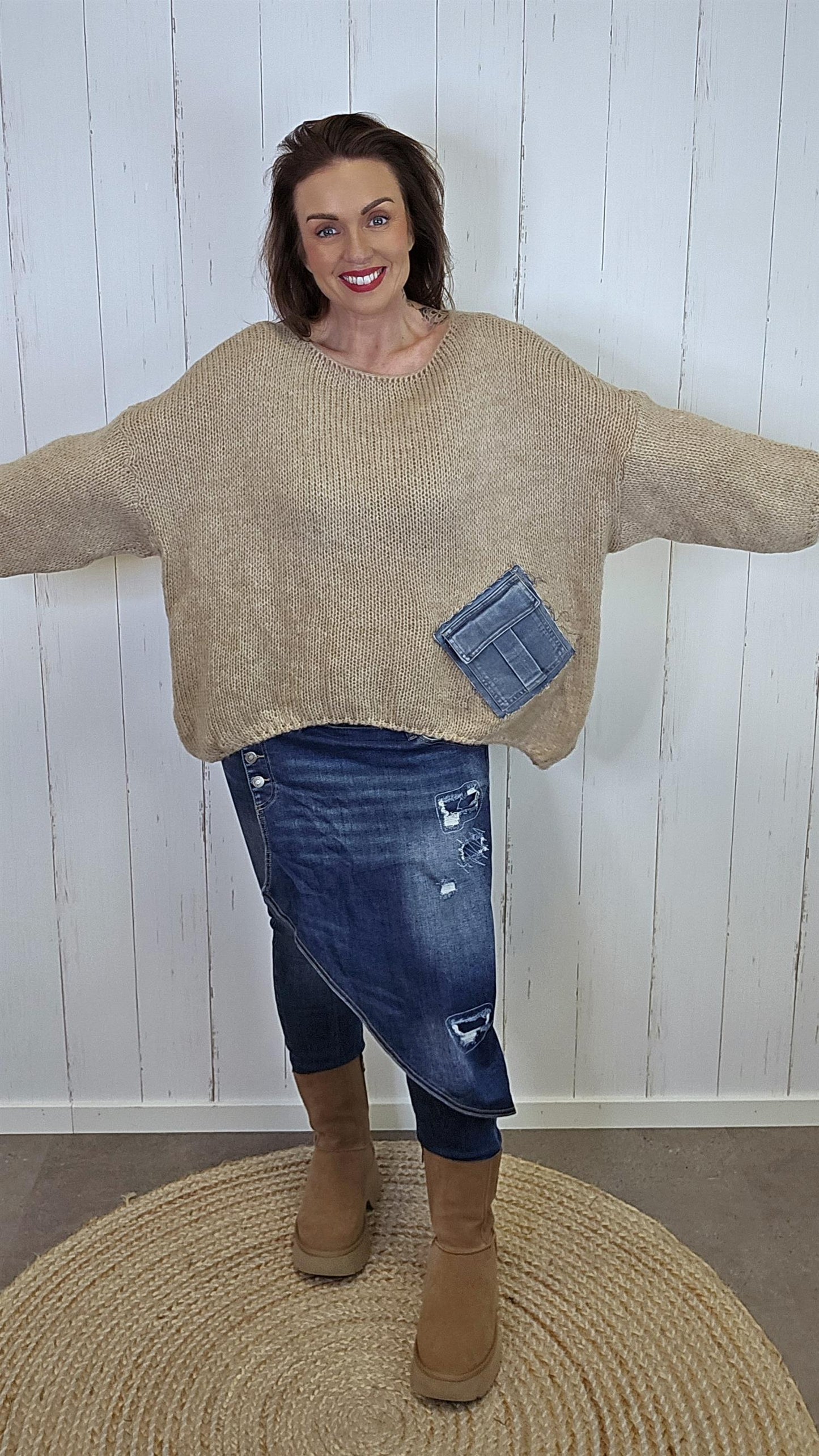 Bella Strikket Genser Camel