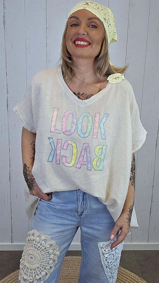 Bella Look Back topp beige