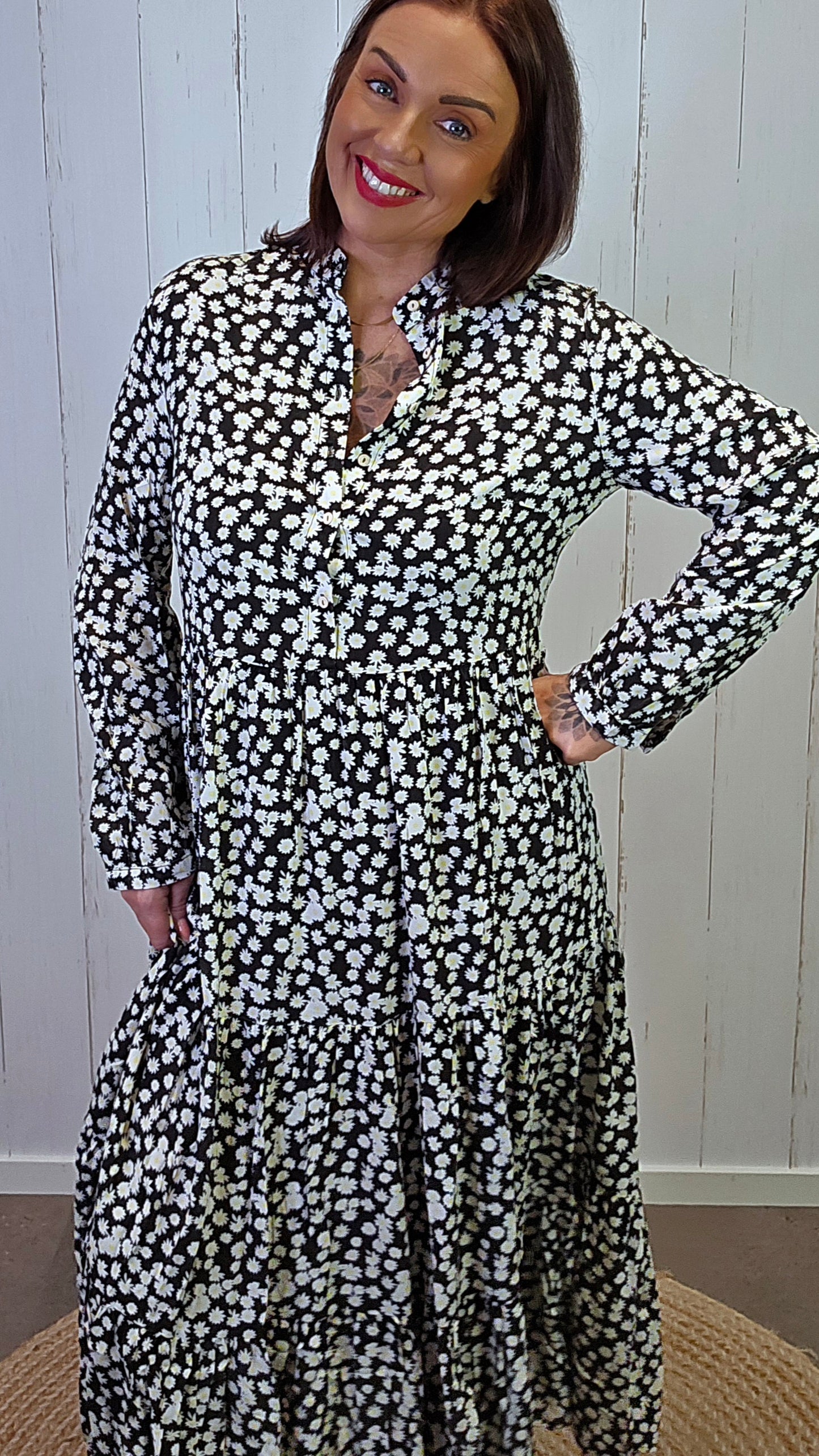 Eva blomster kjole sort