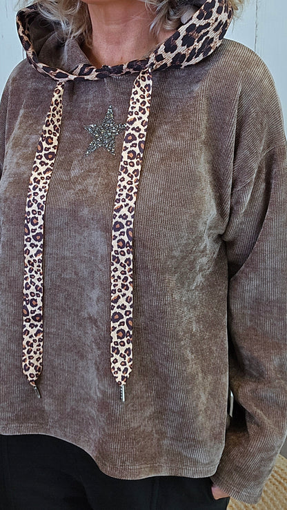 Leo hettegenser taupe