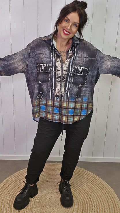 Sarah denimlook skjorte