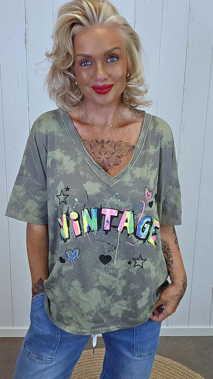Vintage t-skjorte kaki