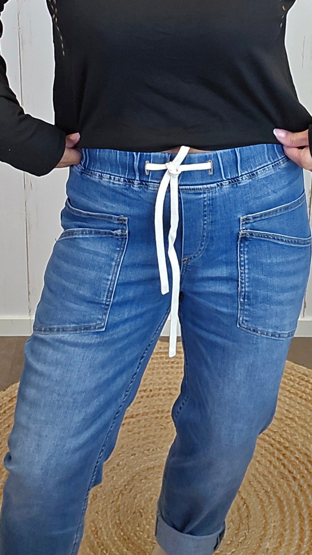 Vega jeans med doble skrålommer blå