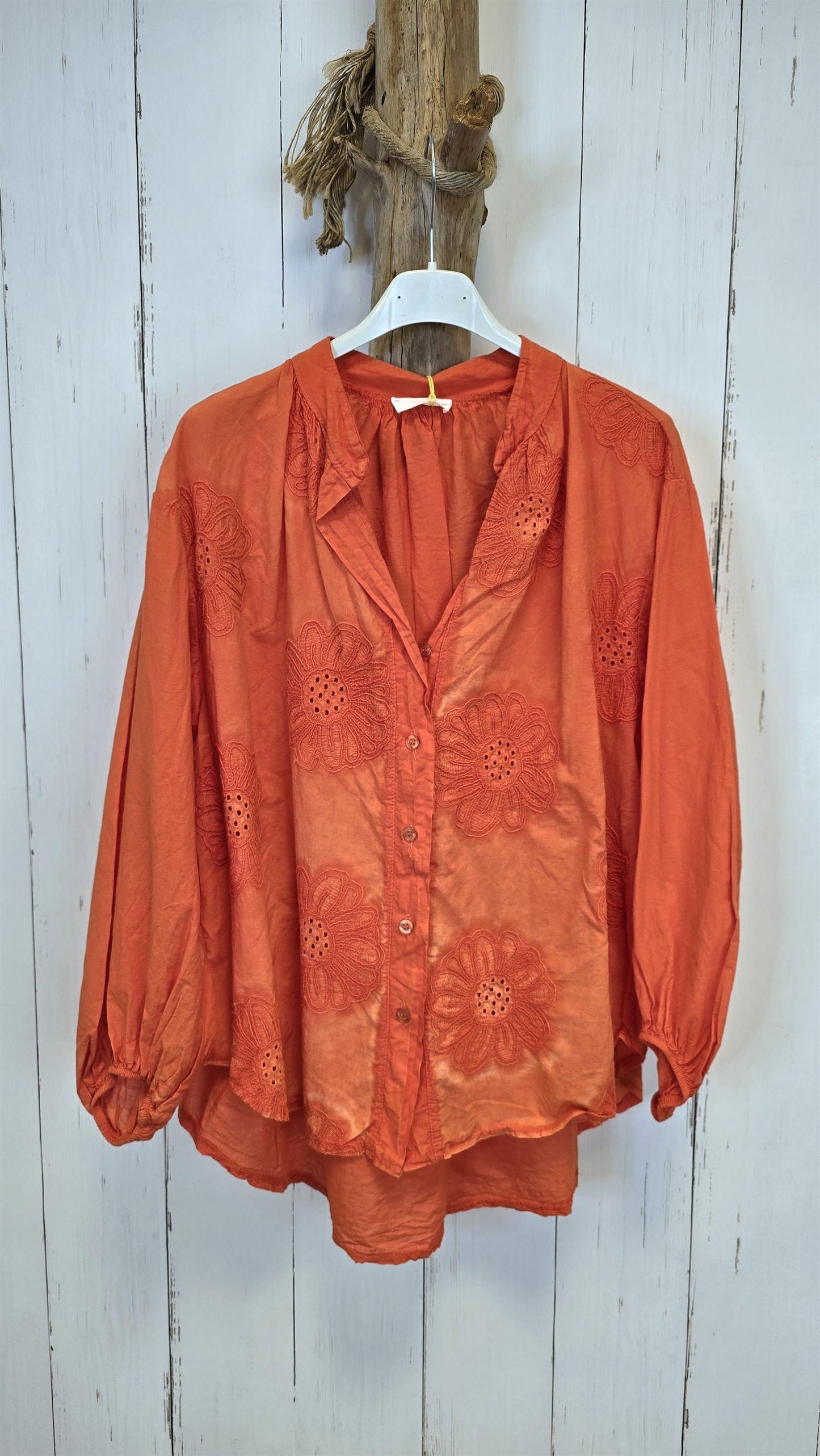 Elin brodert bluse orange