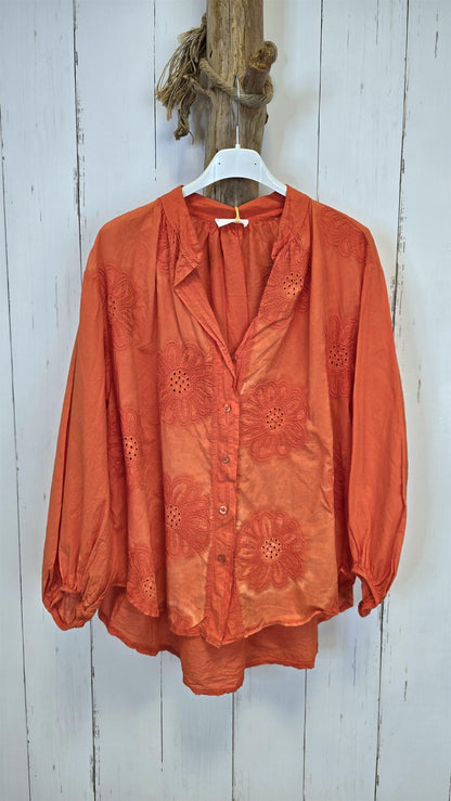 Elin brodert bluse orange