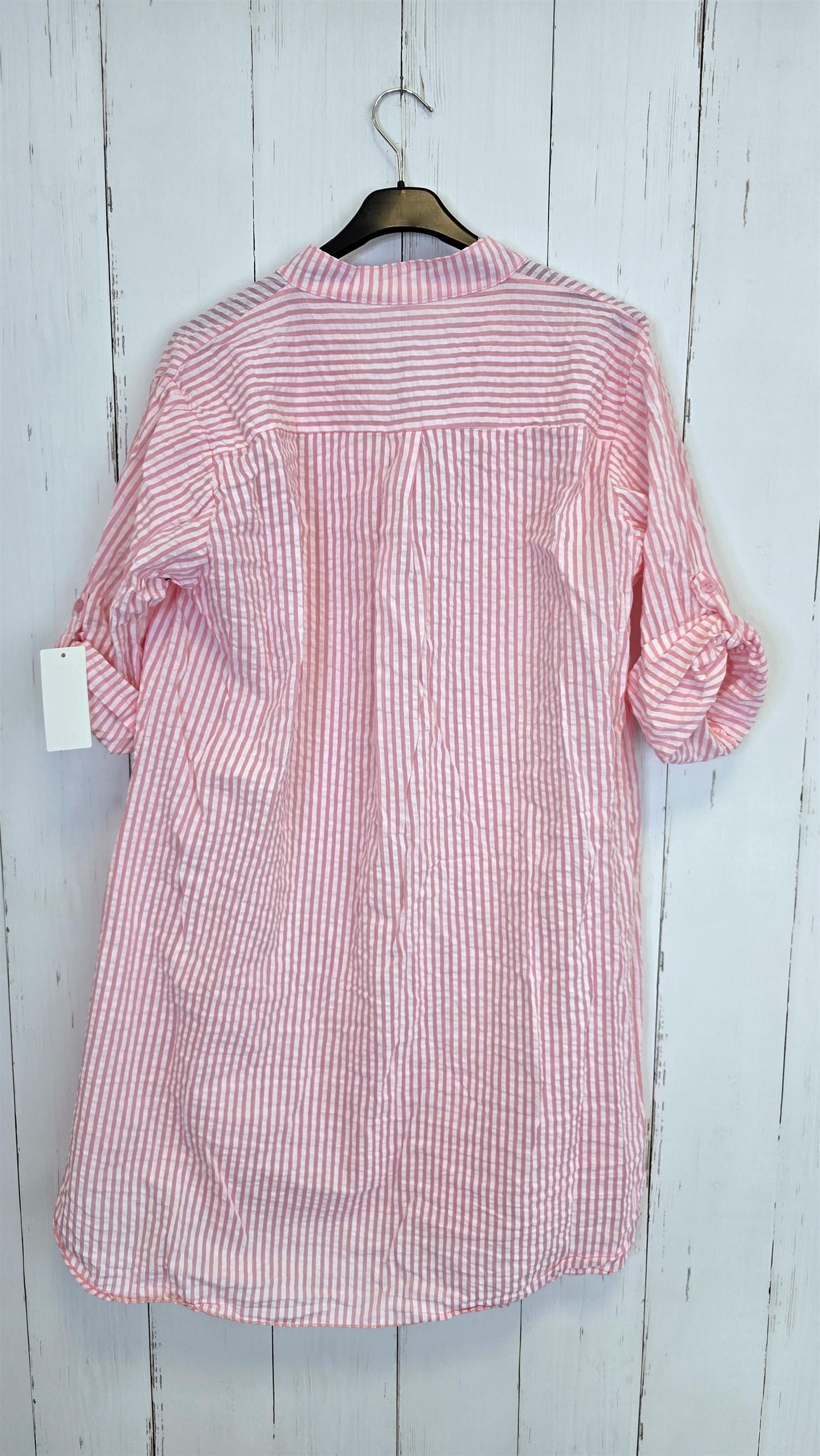 Sally stripet skjortekjole rosa