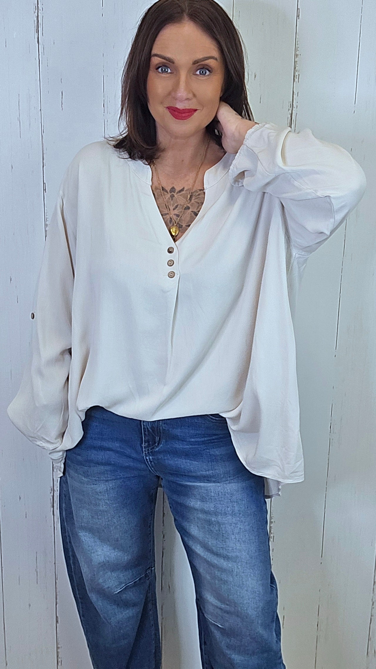 Paula viskosebluse beige