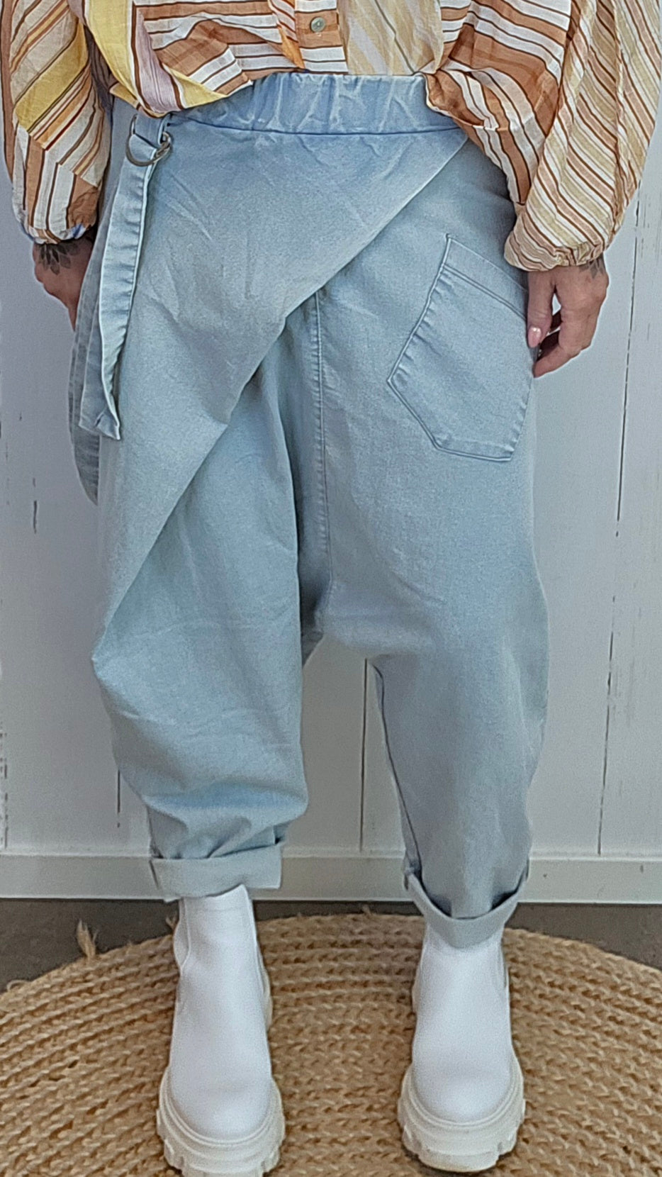 Katty harem bukse blek denim