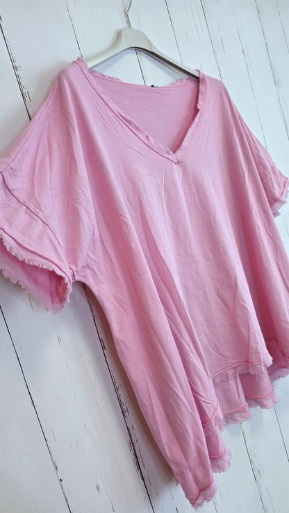 Basic Topp med V-hals rosa