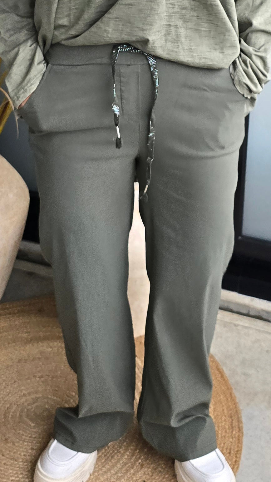 Madde stretchig bukse kaki