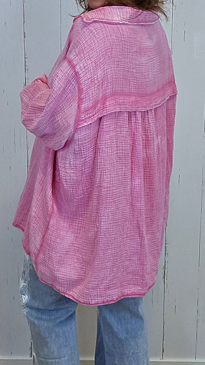 Signe vaffelskjorte rosa