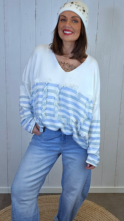 Amalie strikkegenser blå